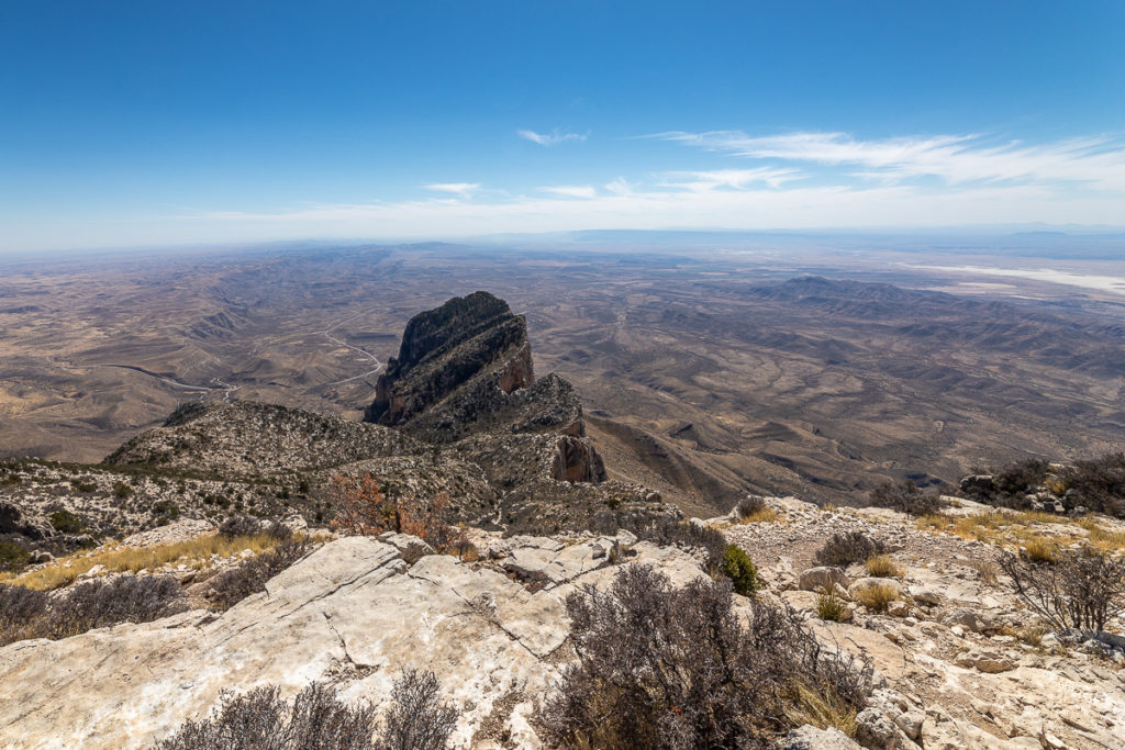 The El Capitan peak is viewed from the top of Guadalupe Peak in Guadalupe National Park. 