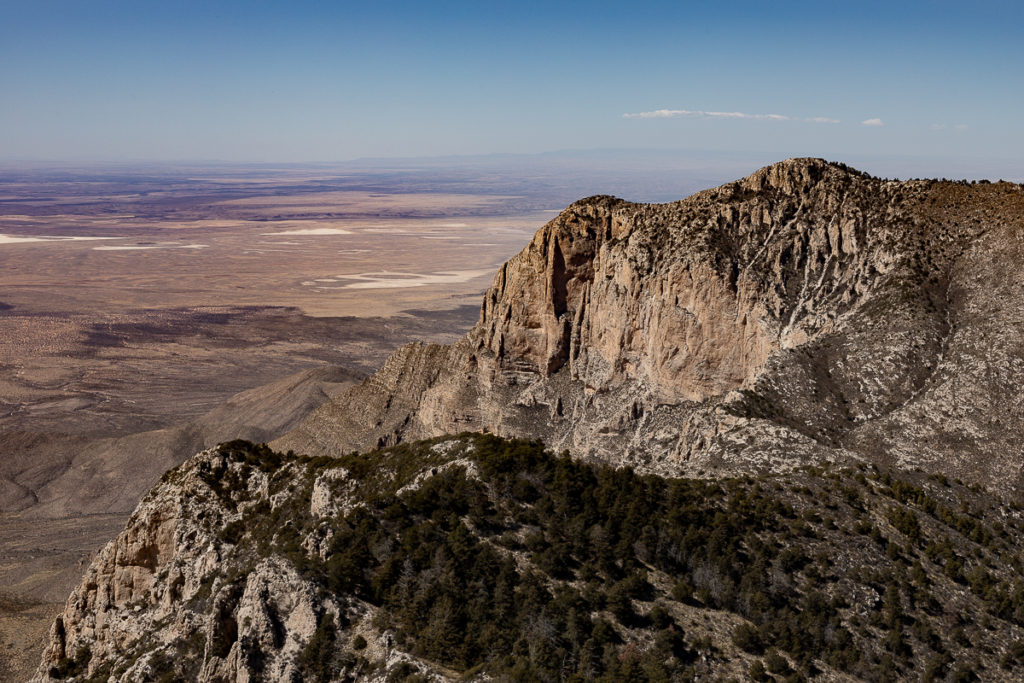 An overlooked point on the Guadalupe National Park hiking trail. Pictured is the Guadalupe Point with a Texas valley in the background.