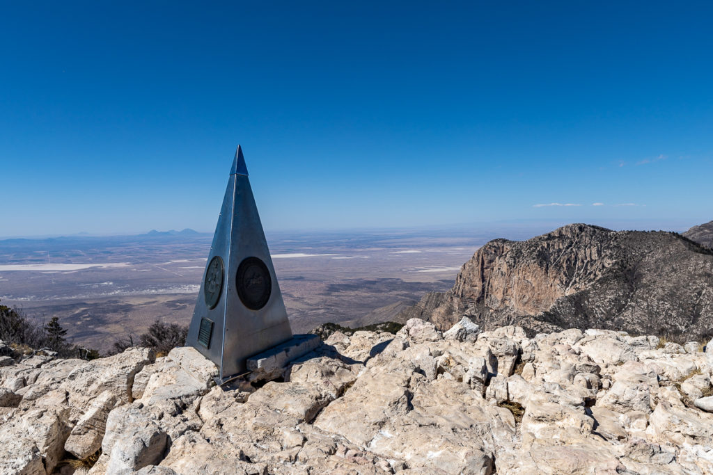 The metal pyramid signifies the highest point in Texas.